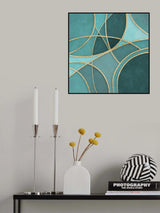 Round Abstracts Turquoise Gold Poster och Canvastavla