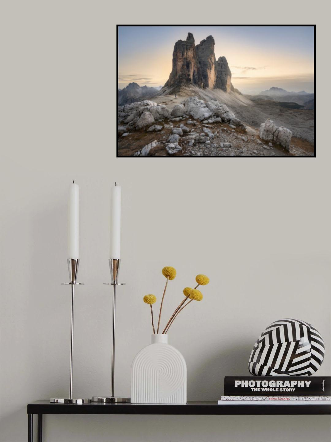 Tre Cime mountain at sunset Poster och Canvastavla