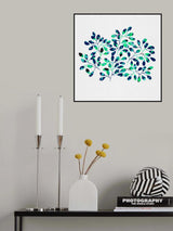 Polka Dot Leaf Sprig Blue Green Poster och Canvastavla