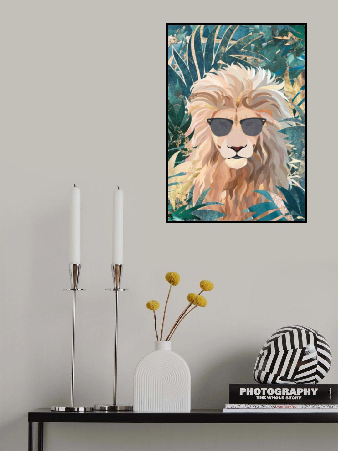 Cool Tropical Lion in Sunglasses Poster och Canvastavla