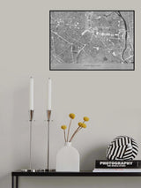 Gray vintage map of Montpellier downtown France Poster och Canvastavla