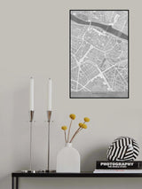 Map of Zaragoza downtown (Spain) in gray vintage style Poster och Canvastavla