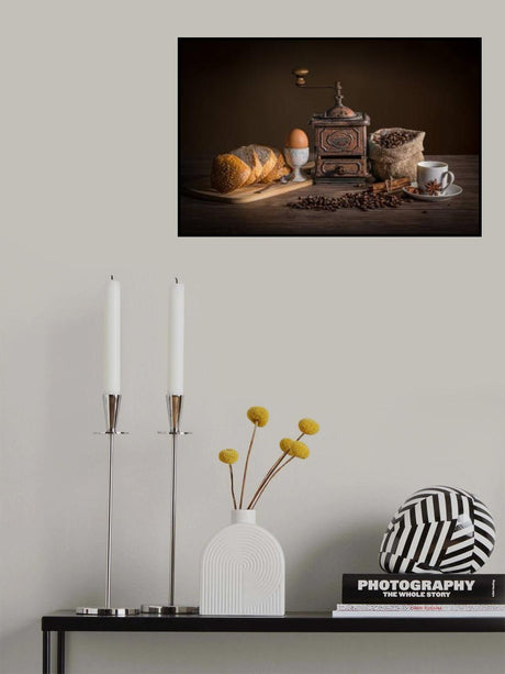 Coffee beans and grinder Poster och Canvastavla