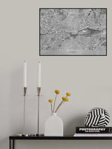 Gray vintage map of Rennes France Poster och Canvastavla
