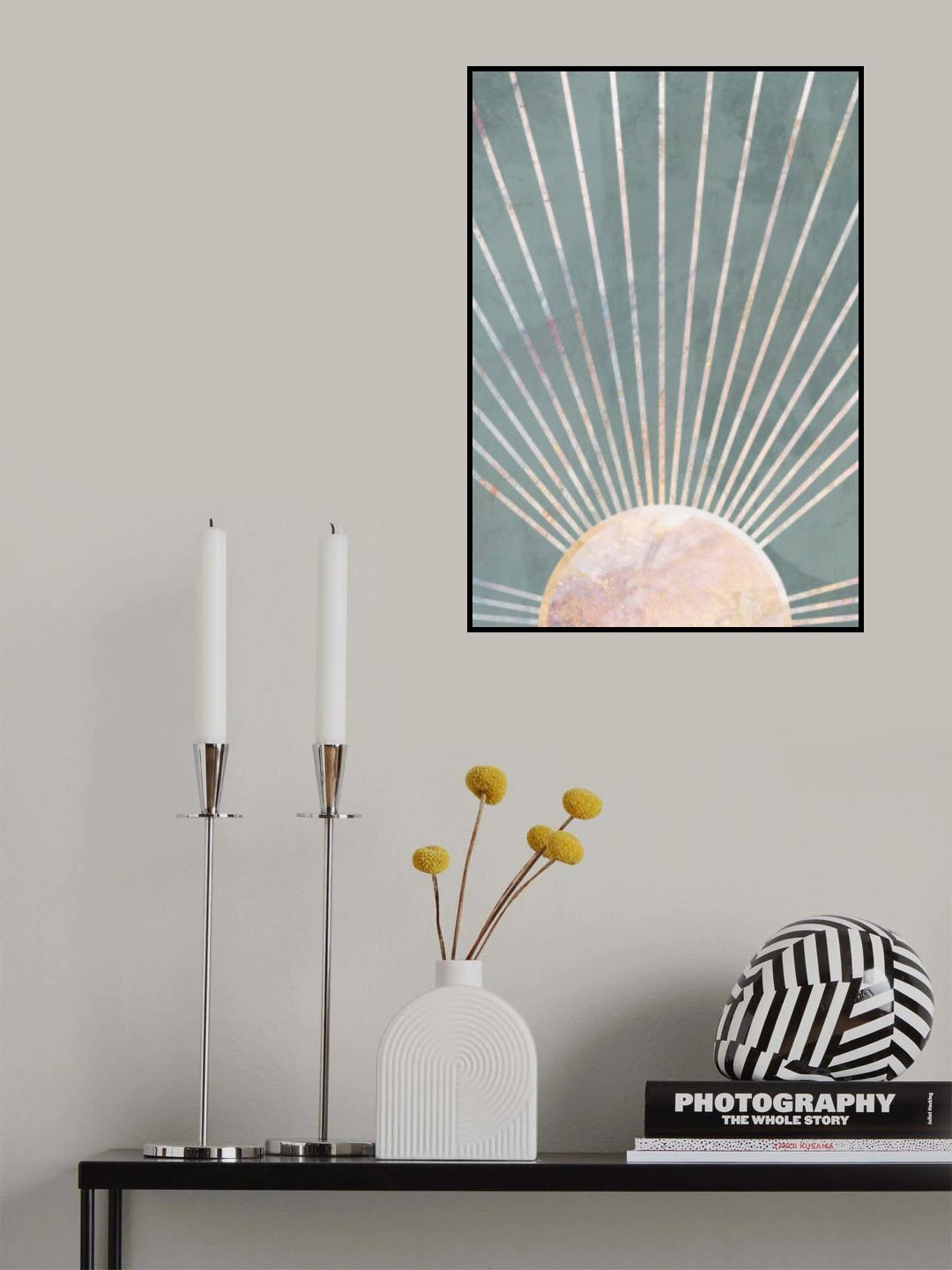 Green Gold Sun Poster och Canvastavla