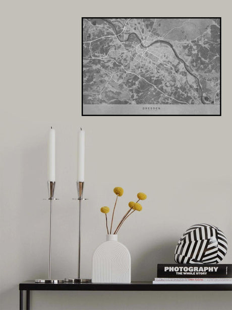 Gray vintage map of Dresden Germany Poster och Canvastavla