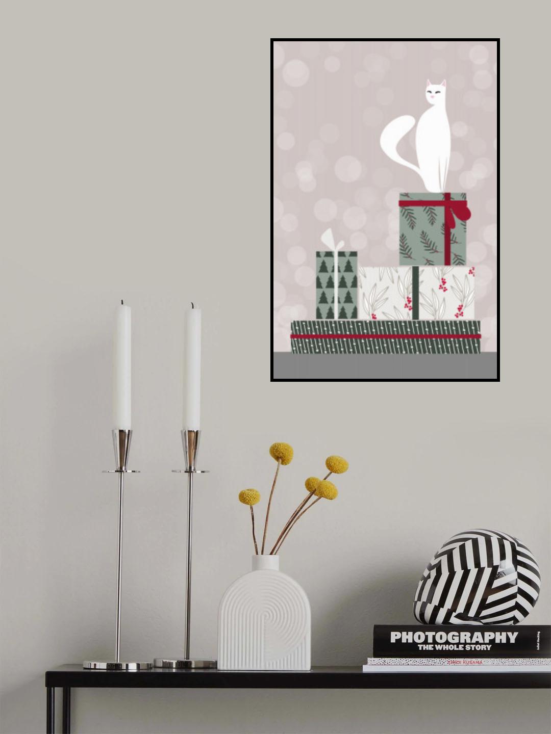 Retro cat and gifts Poster och Canvastavla