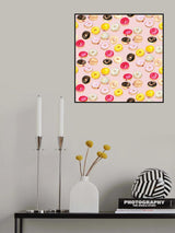 Watercolor donuts pattern in pink Poster och Canvastavla