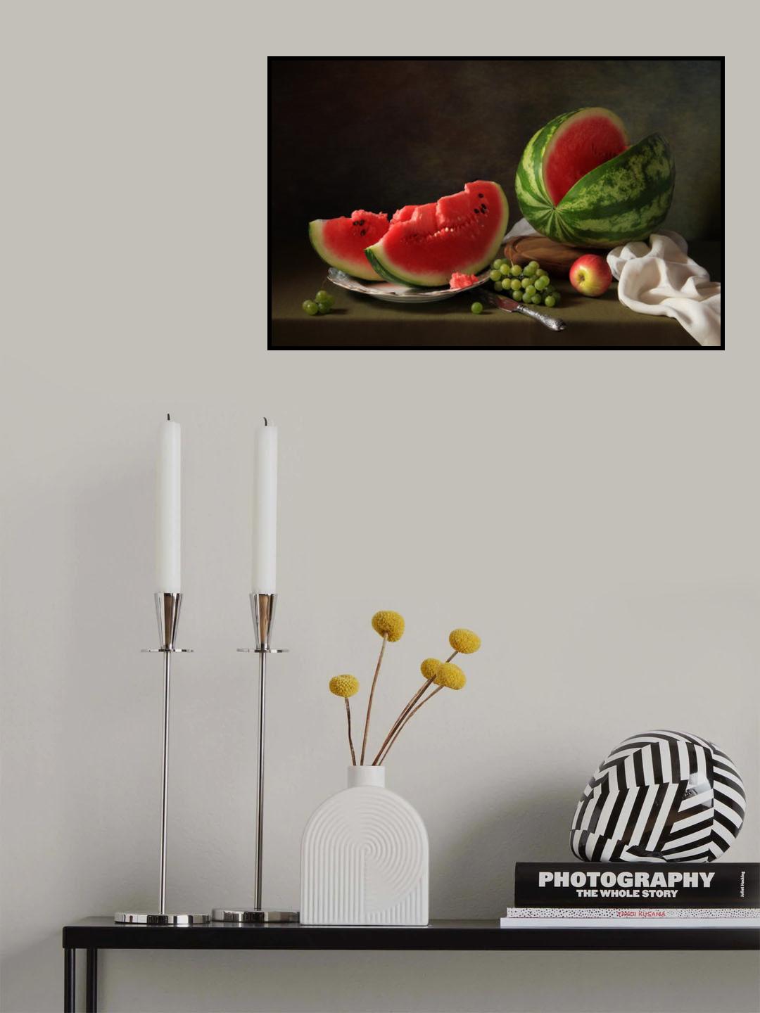 Still life with watermelon and grapes Poster och Canvastavla
