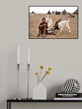 The child and the goats Poster och Canvastavla
