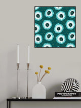Flower Fringes Polka Dot Turquoise Gold Poster och Canvastavla