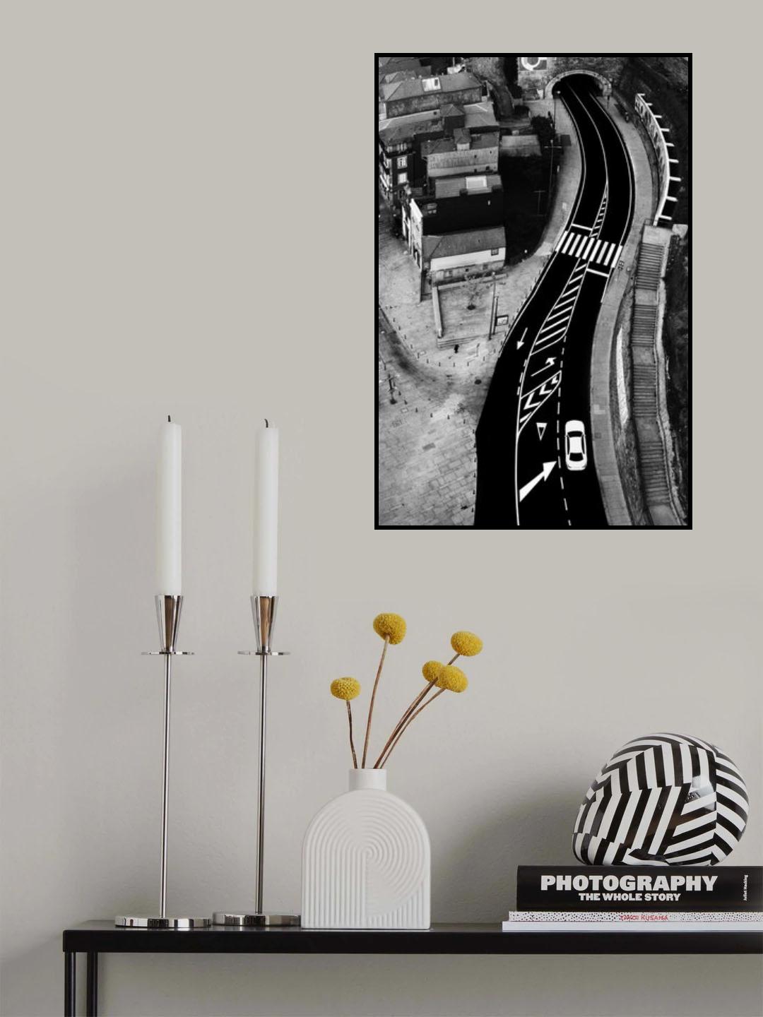 White car on the track Poster och Canvastavla