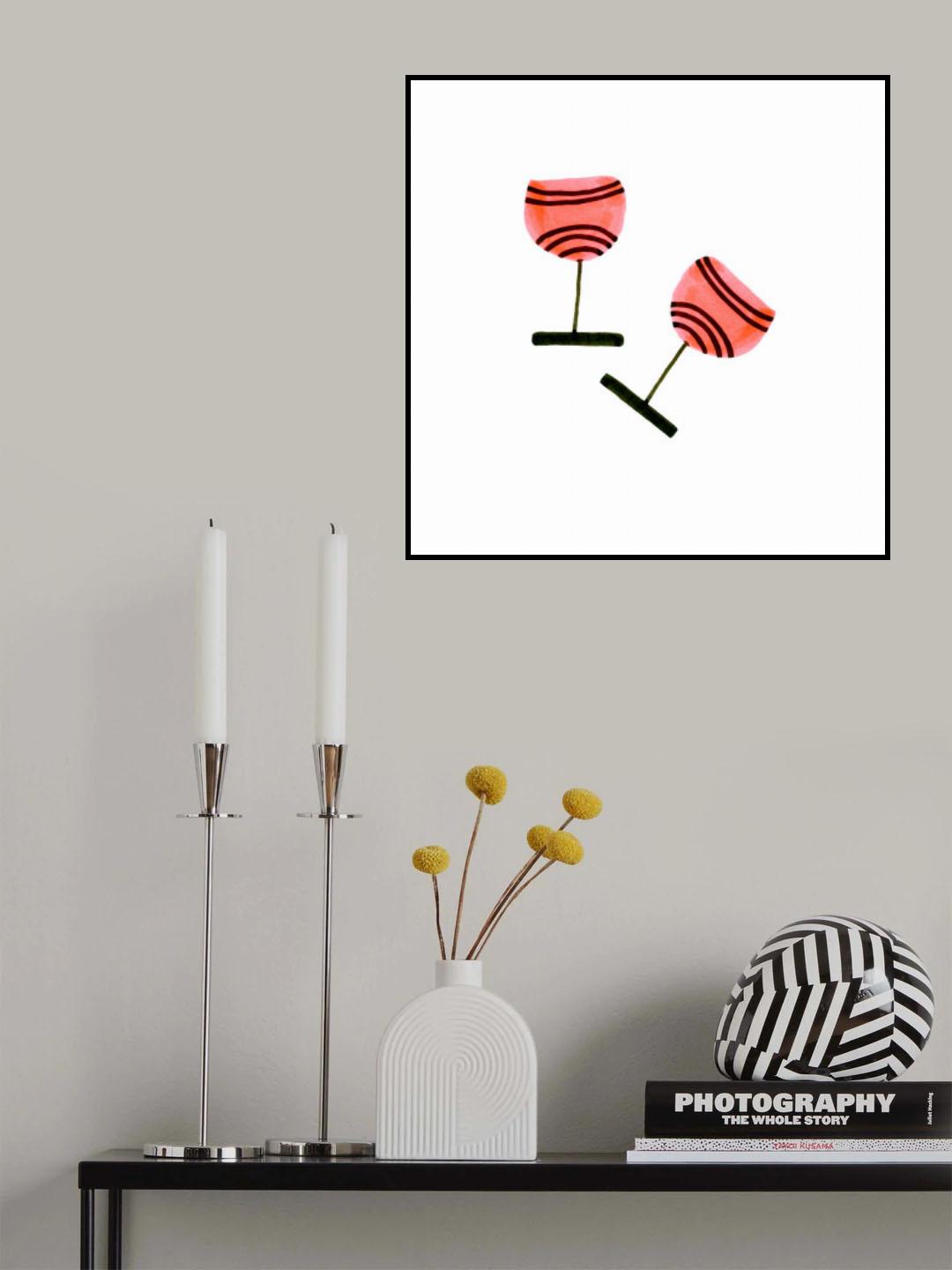 Wine Glasses Pair Coral Poster och Canvastavla