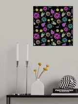 Lavender Green On Black Fruit Bowl Poster och Canvastavla