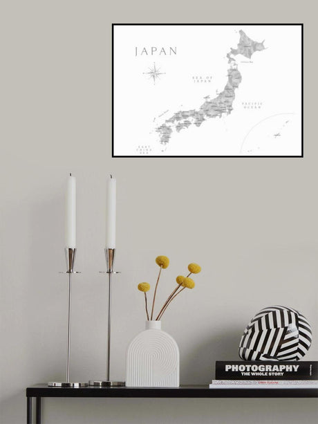 Gray watercorlor map of Japan Poster och Canvastavla