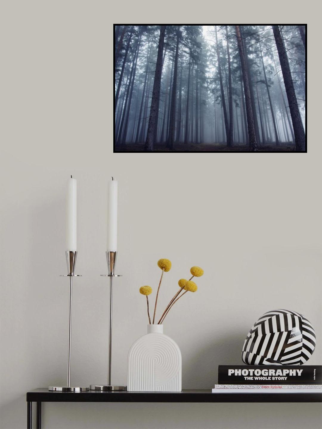 Mysterious foggy forest. Poster och Canvastavla