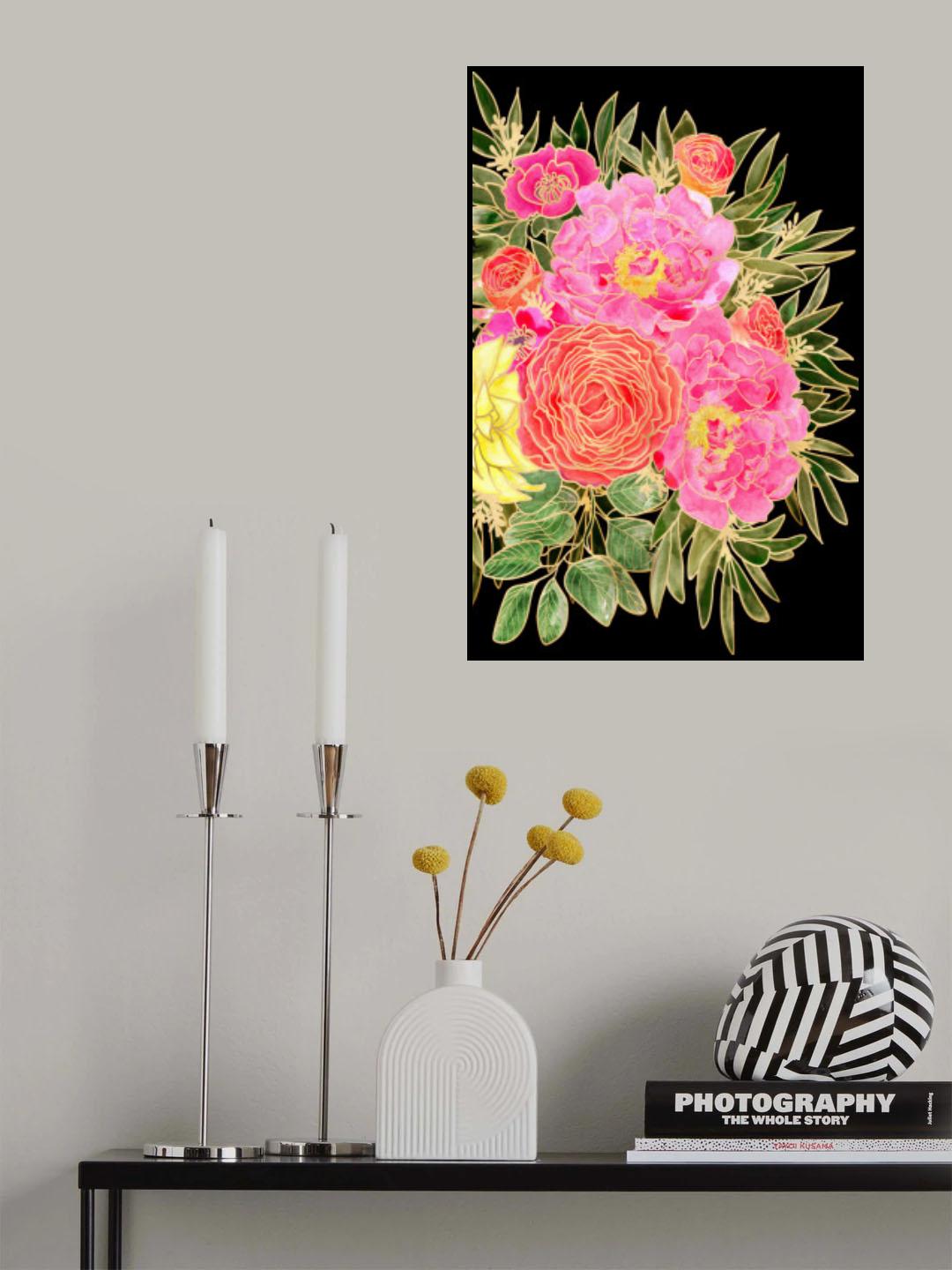 Nanette floral art in bright colors Poster och Canvastavla