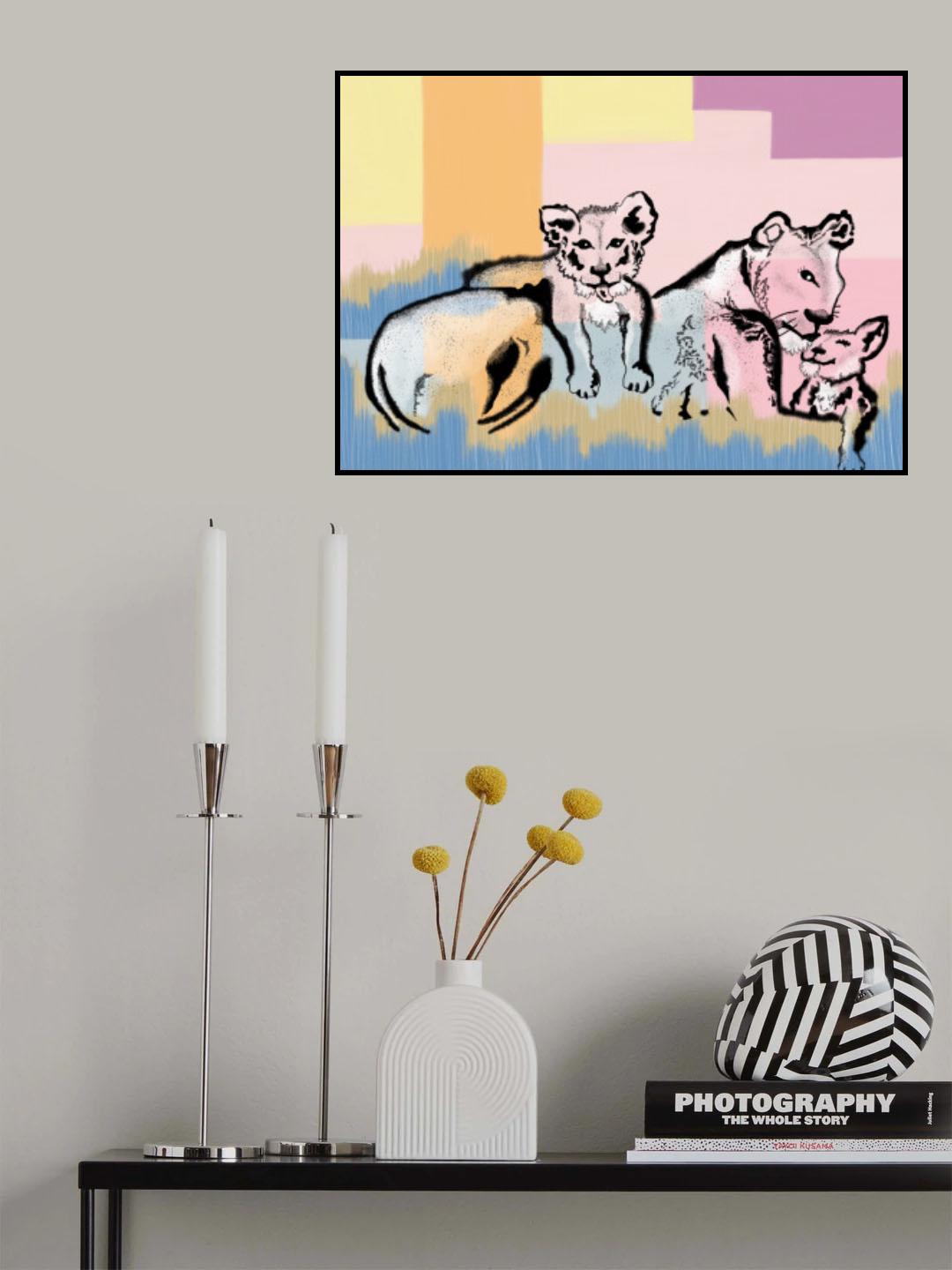 Mama lioness and cubs Poster och Canvastavla