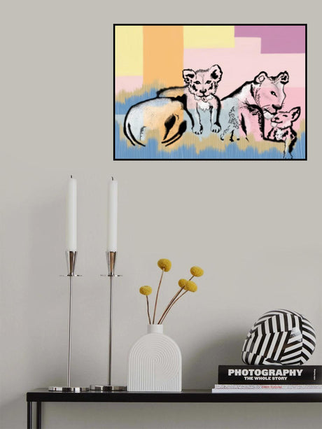 Mama lioness and cubs Poster och Canvastavla