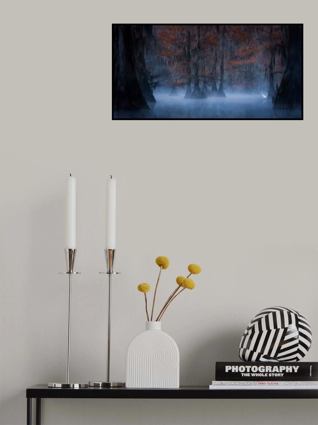 An Egret in the Mysterious Lake Poster och Canvastavla