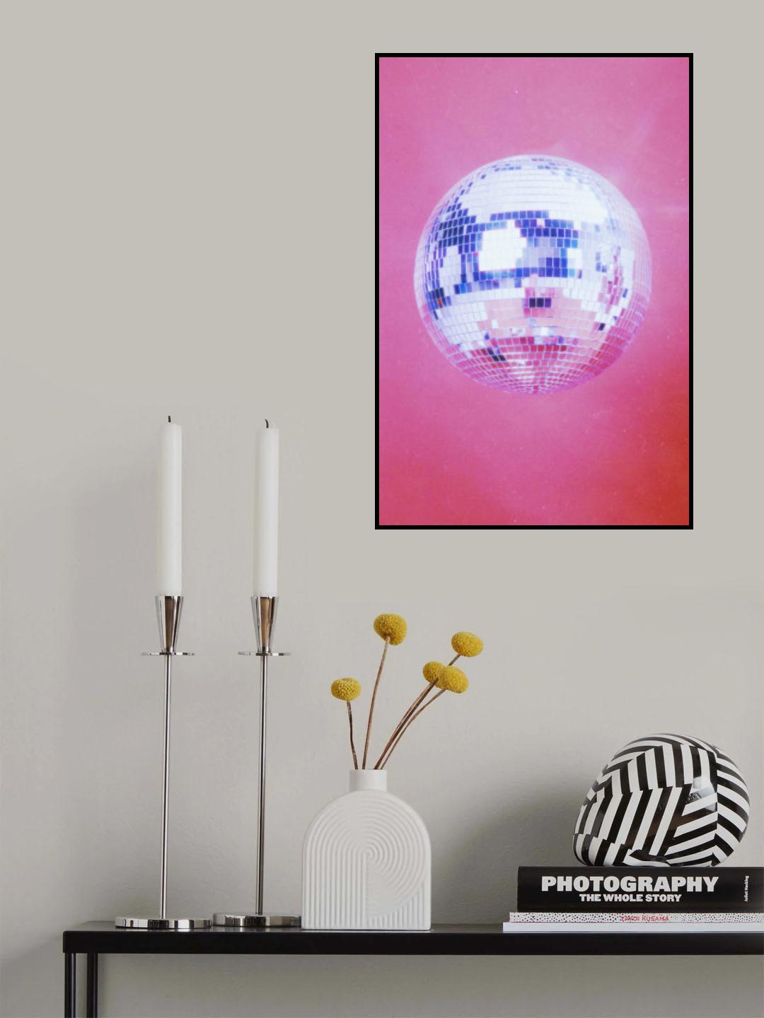 Pink Disco Ball Poster och Canvastavla