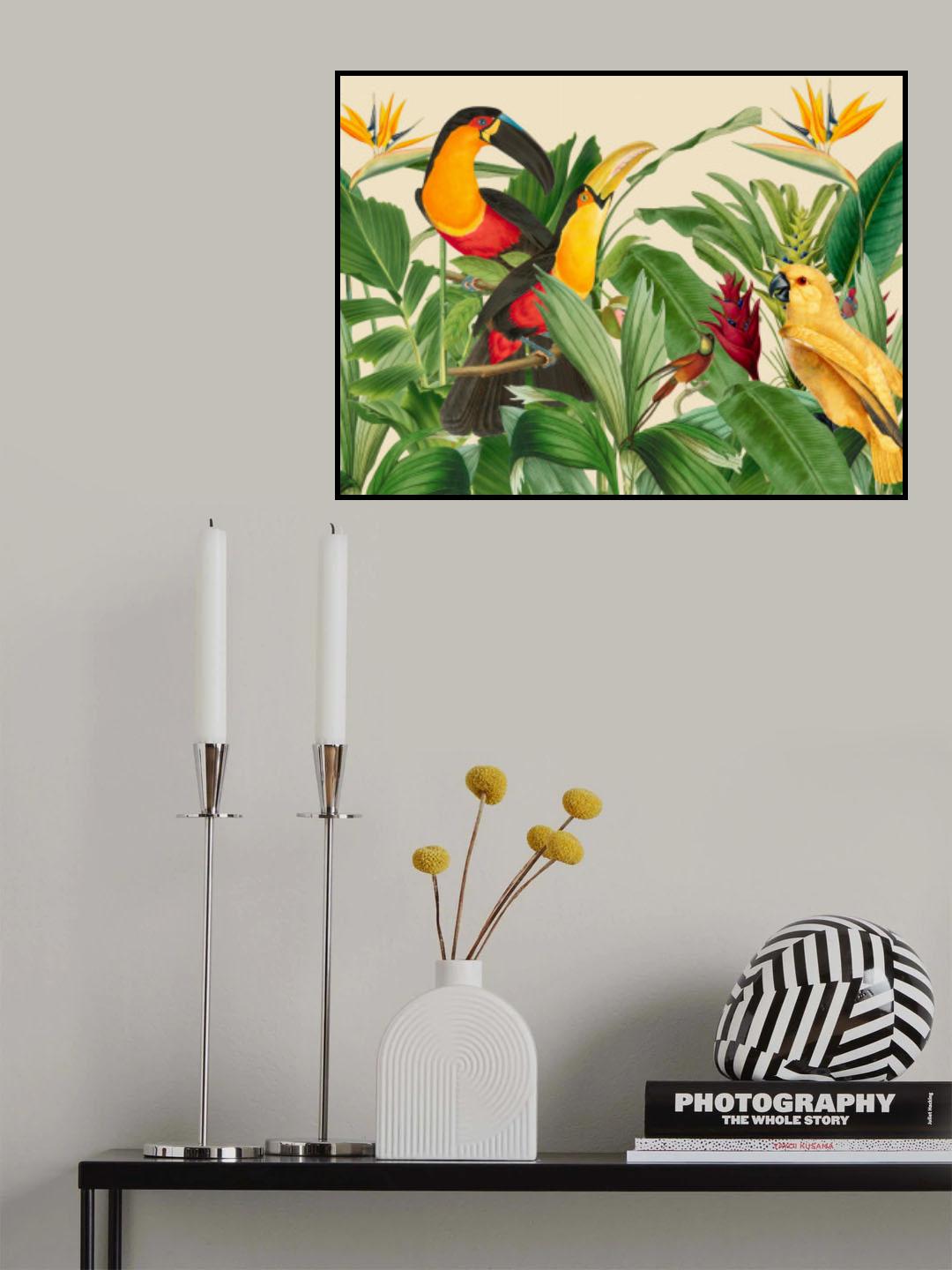 Rain Forest Bird Garden Poster och Canvastavla