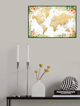 Floral bohemian world map with cities, Blythe Poster och Canvastavla