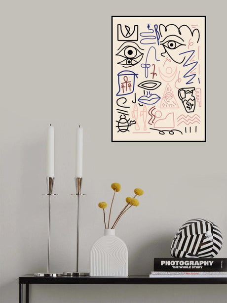 Line Art Cave Drawing Poster och Canvastavla