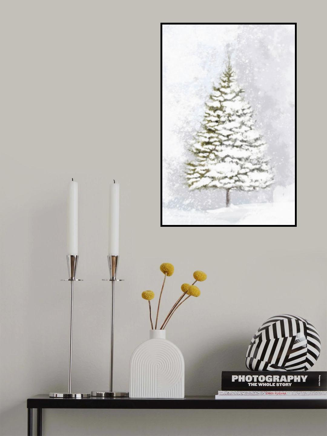 Lone fir in the snow Poster och Canvastavla