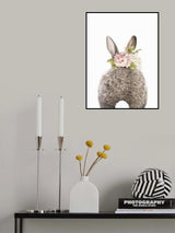Floral Bunny Back Poster och Canvastavla