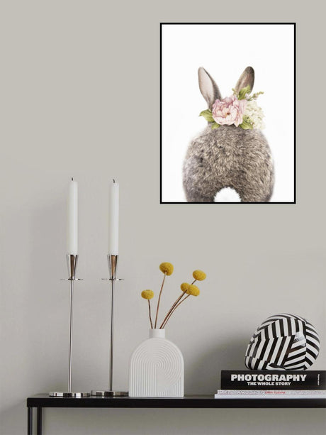 Floral Bunny Back Poster och Canvastavla