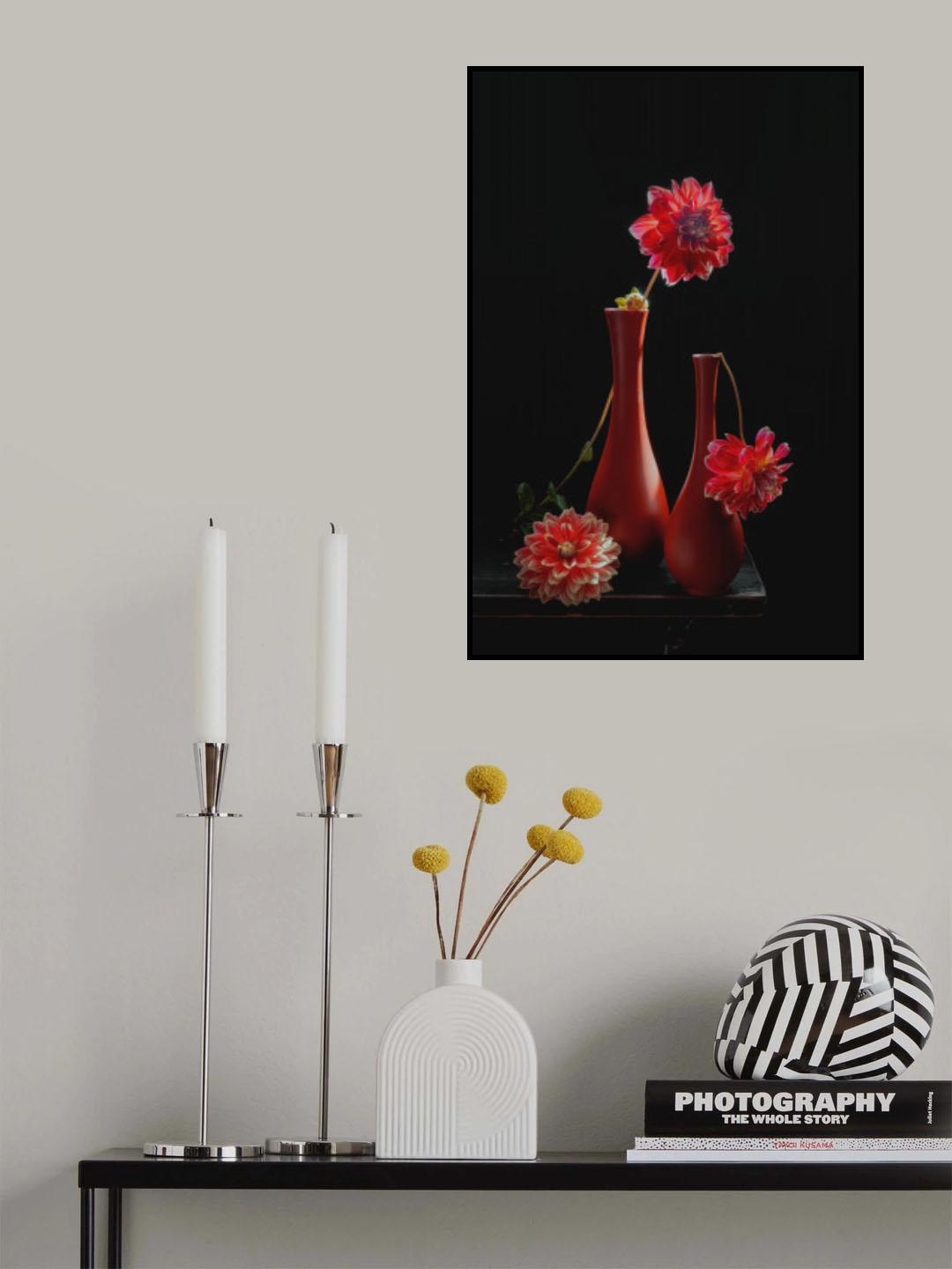 Three Red Dahlias Poster och Canvastavla