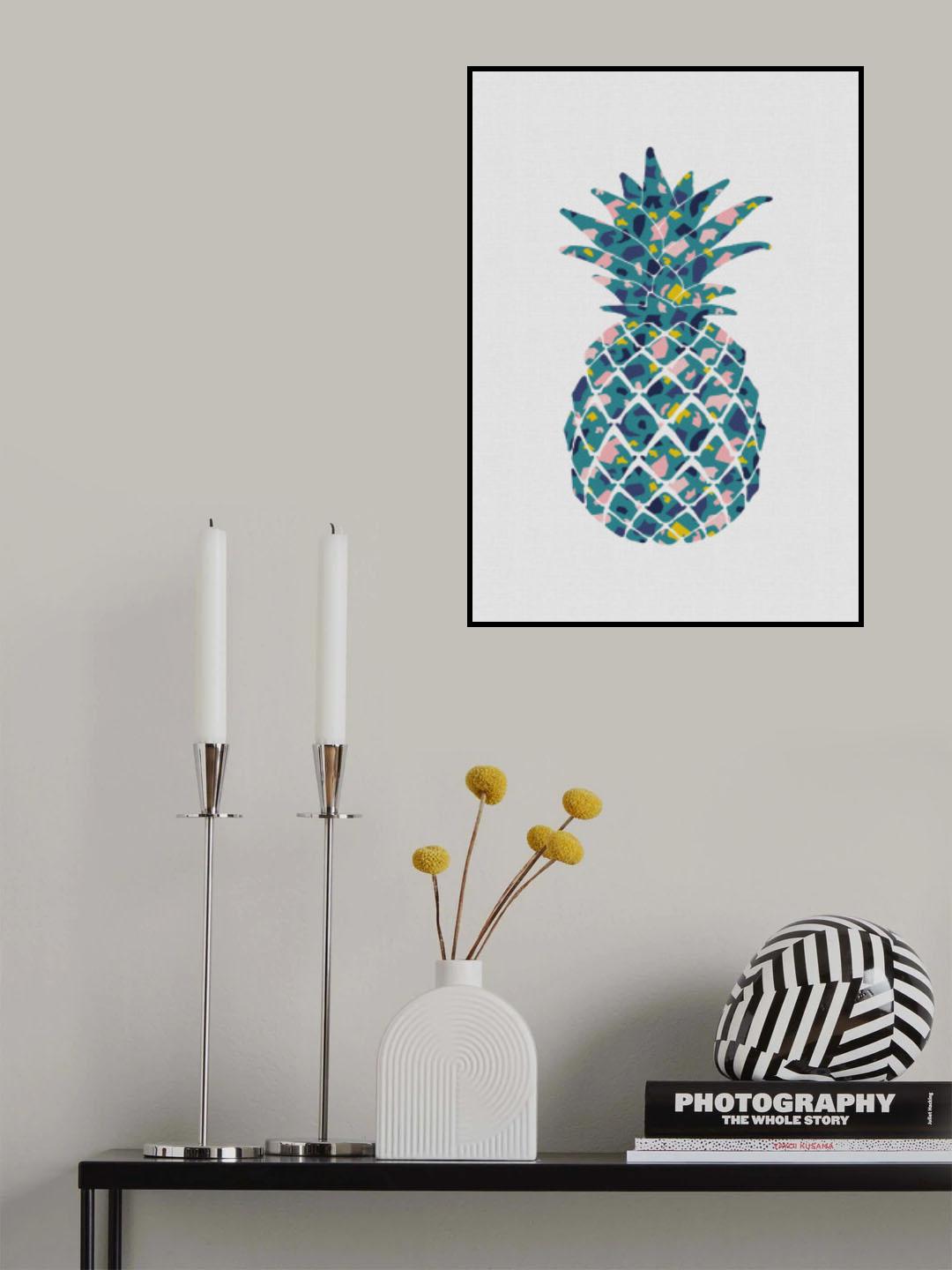 Teal Pineapple Poster och Canvastavla
