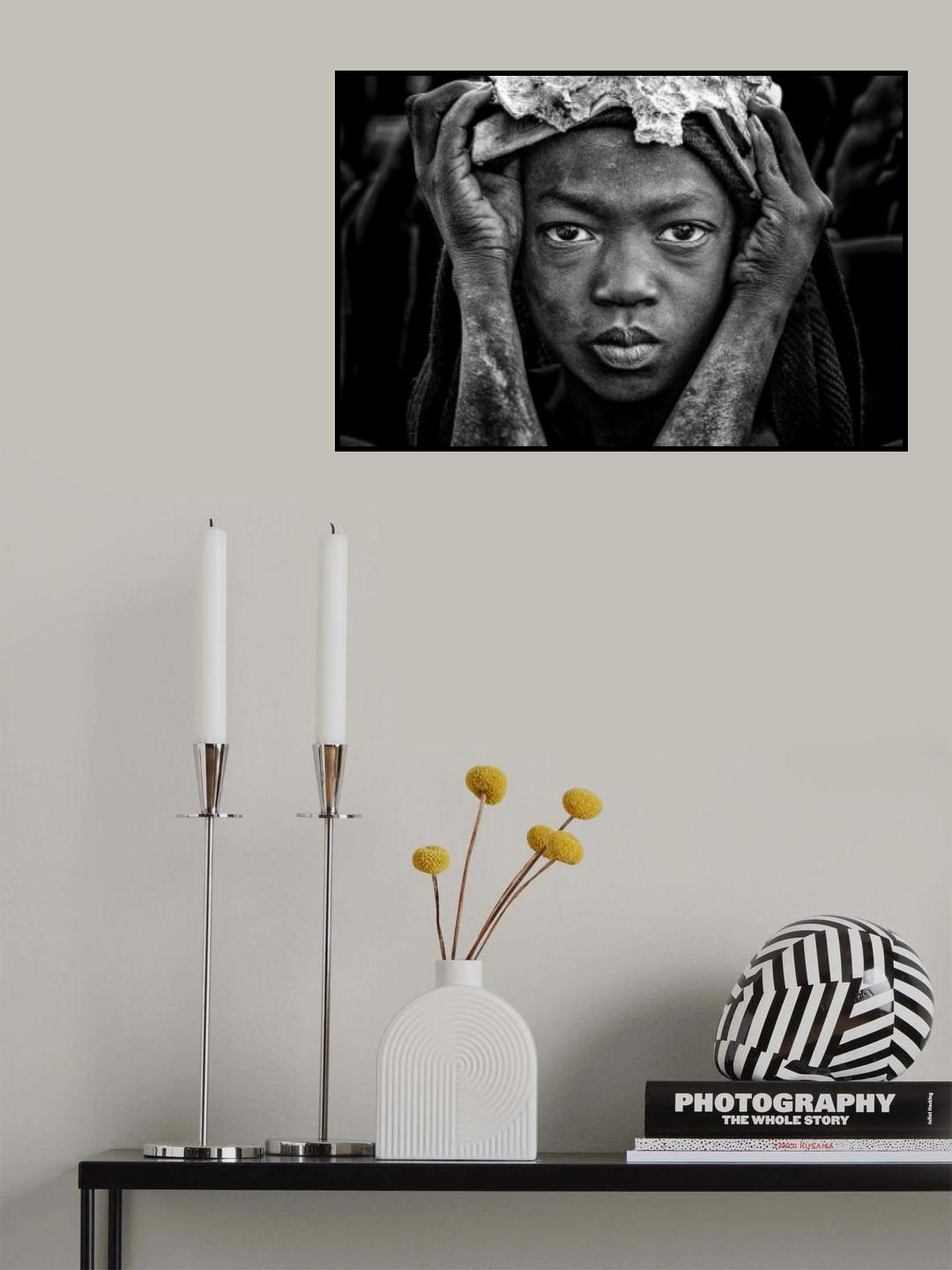 Surmi tribe child with an animal bone in his head. Poster och Canvastavla