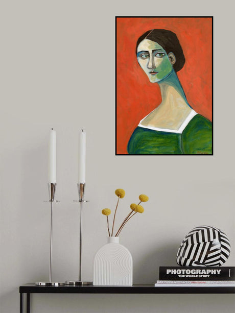 Vintage woman in green Poster och Canvastavla