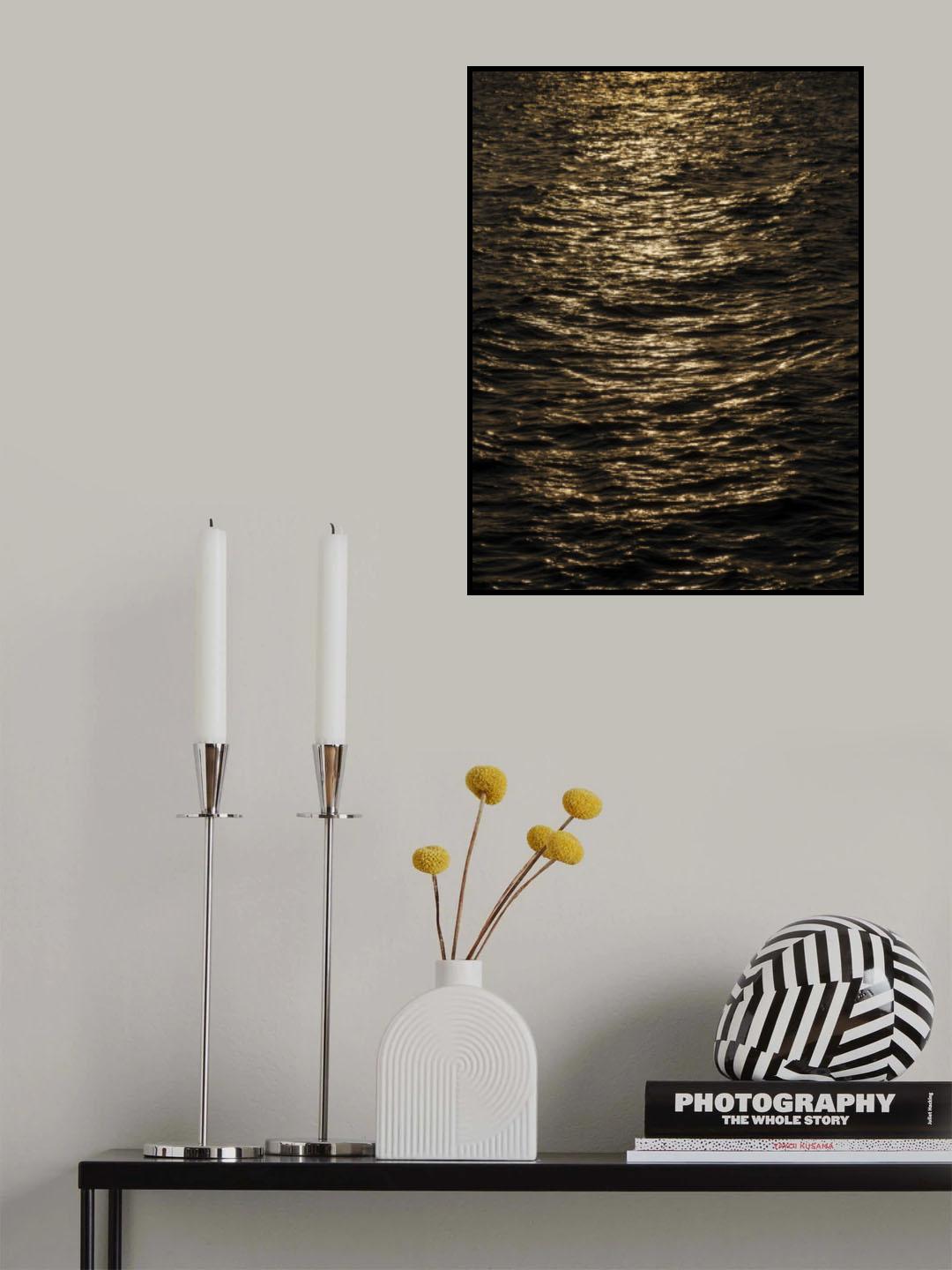 sea waves at sunset Poster och Canvastavla