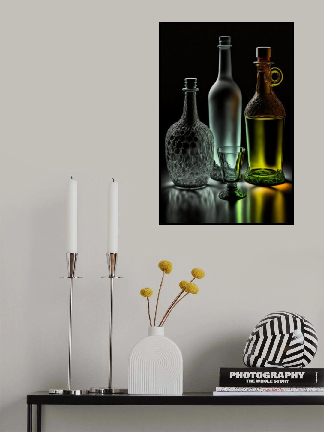3 Empty Bottles and 1 Glass Poster och Canvastavla