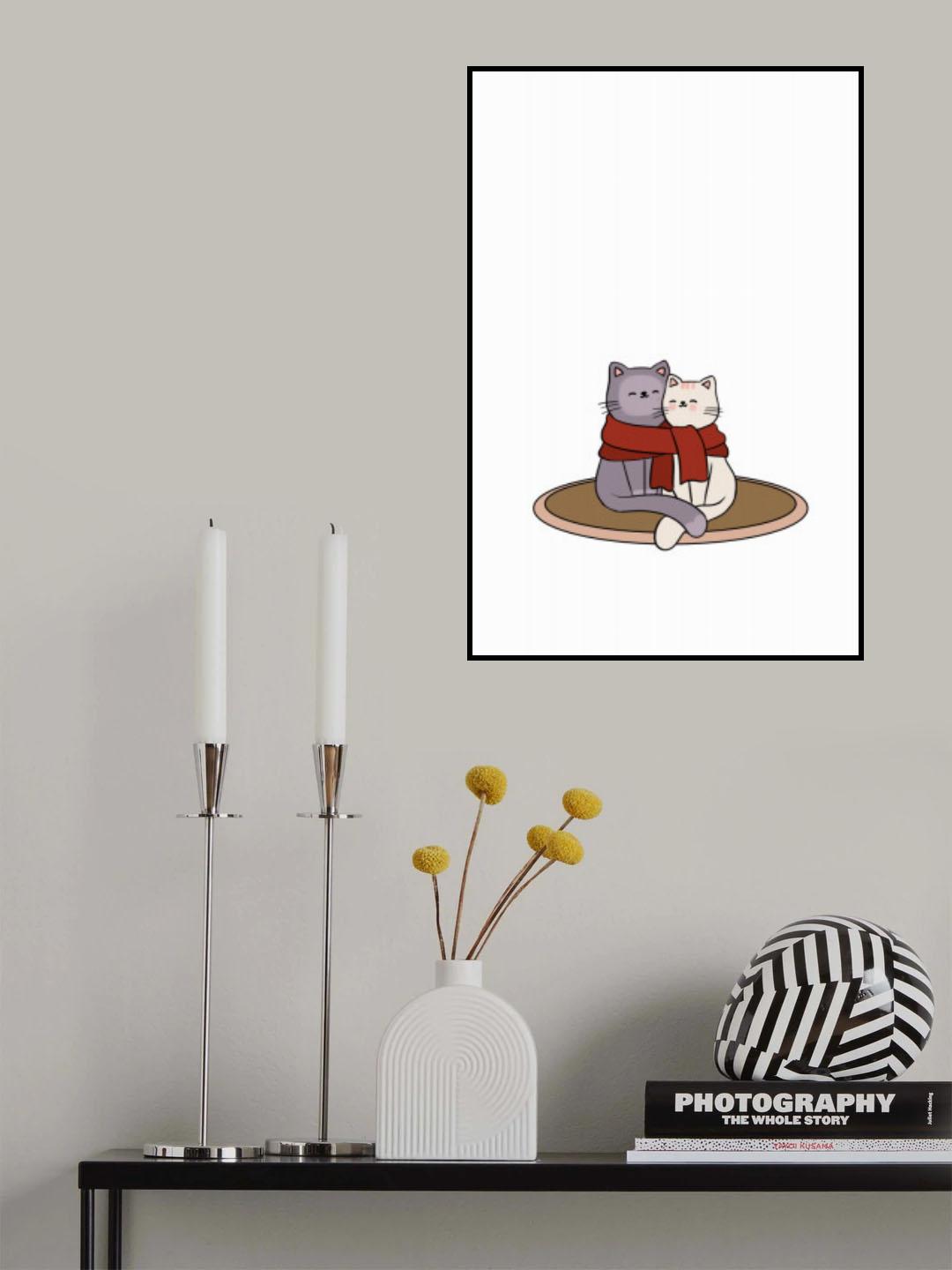 Cute Cat Couple Poster och Canvastavla