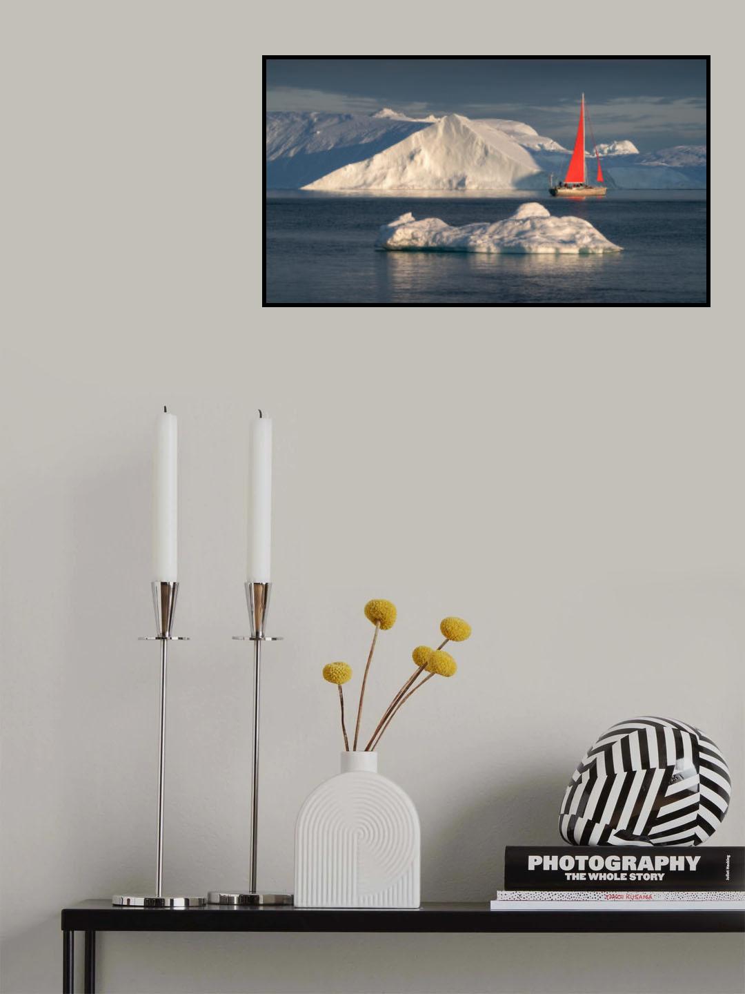 Sailboat between icebergs Poster och Canvastavla