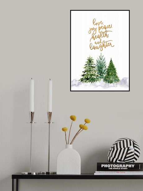 Christmas trees with holiday wishes Poster och Canvastavla