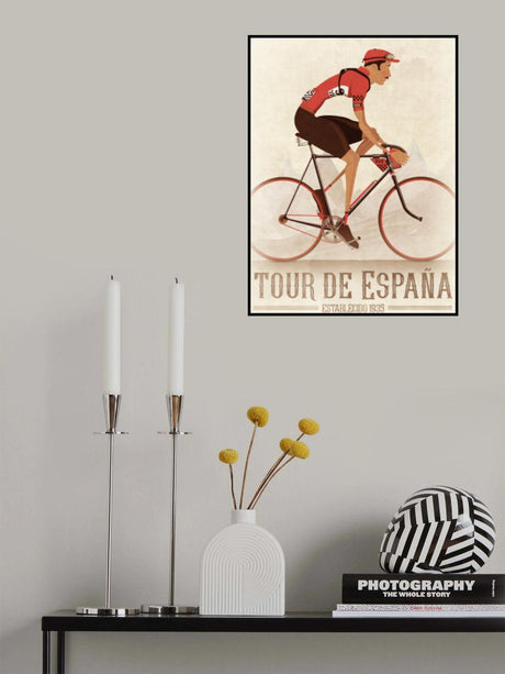 Vintage La Vuelta Cyclist On Bike Poster och Canvastavla