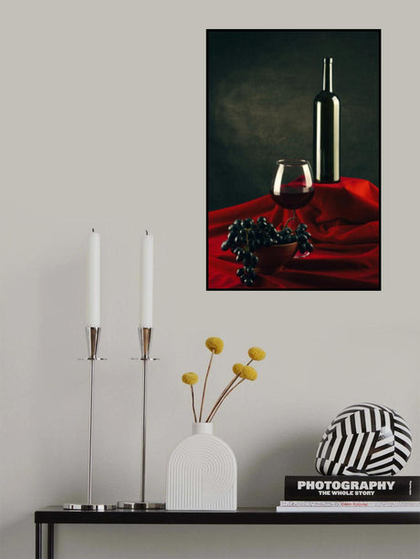 Still life with wine and grapes Poster och Canvastavla