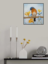 Flower Peeping Eastern Bluebird Poster och Canvastavla