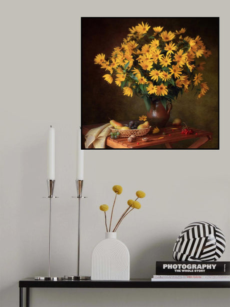 Still life with autumn flowers Poster och Canvastavla