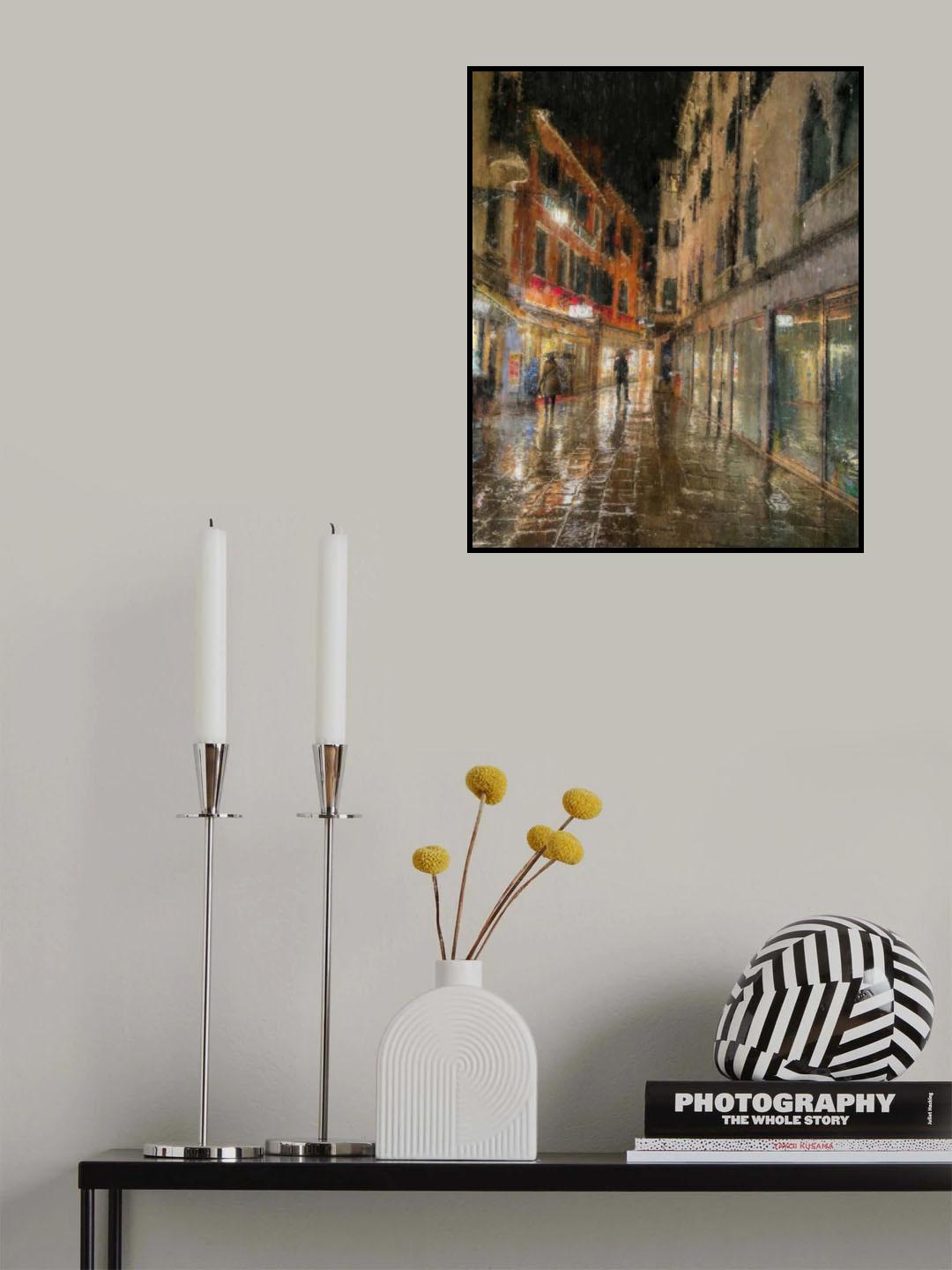 A Rainy Night in Venice Poster och Canvastavla