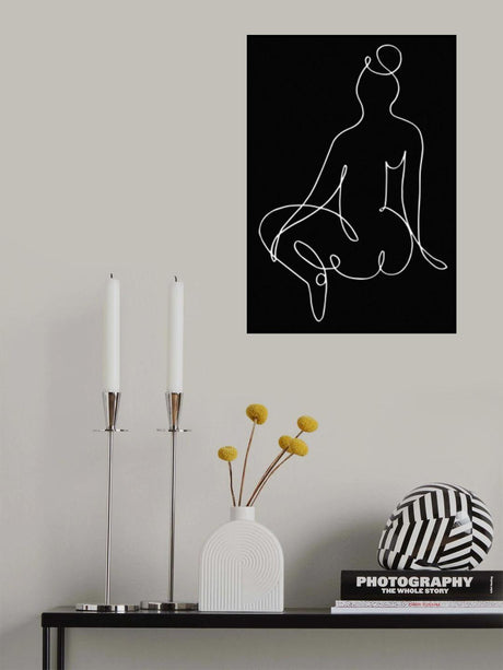 lineart_nude black pica_002_Black Poster och Canvastavla