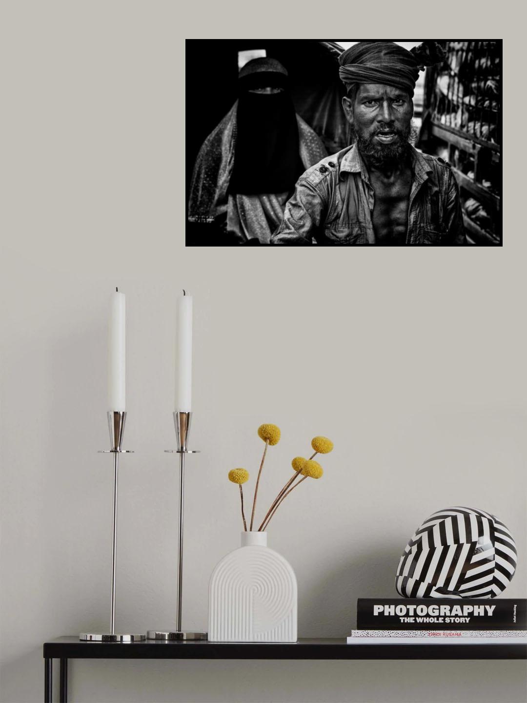 Rickshaw puller and his client. Poster och Canvastavla