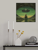 Green UFO Collage Art Poster och Canvastavla