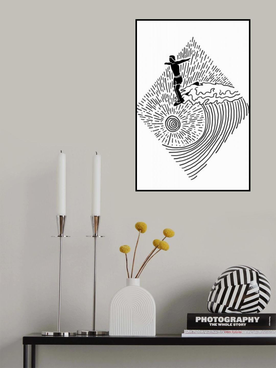Surfer Line Drawing Poster och Canvastavla