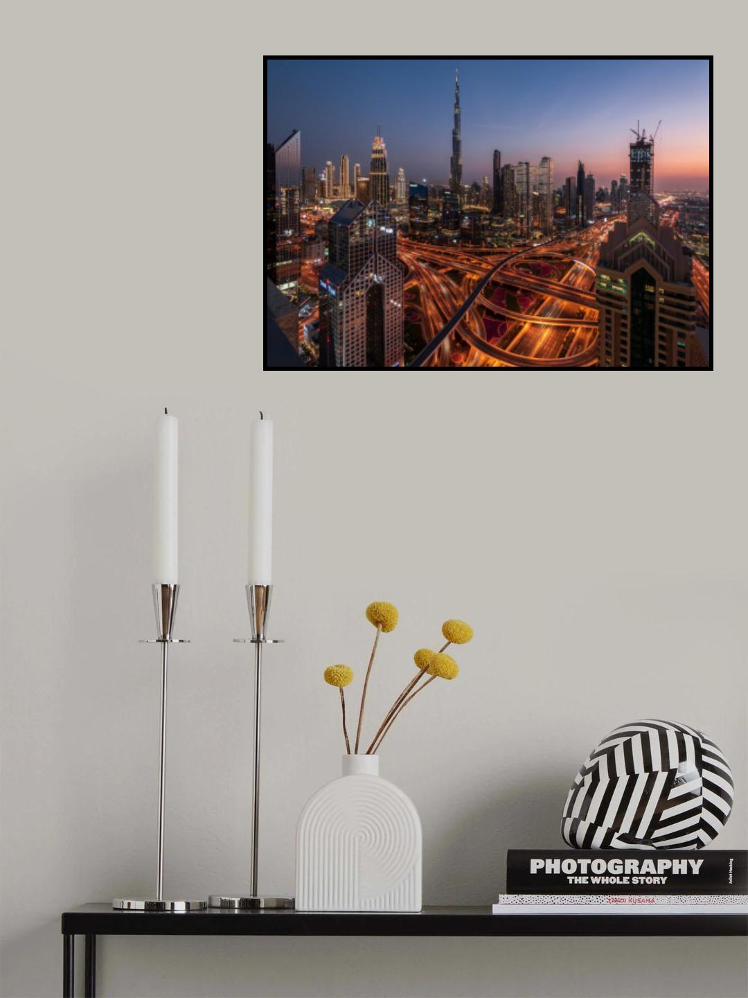 Burj Khalifa &amp; Sheikh Zayed Road Interchange Poster och Canvastavla